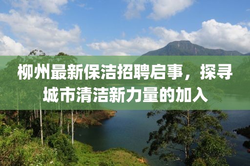 柳州最新保洁招聘启事，探寻城市清洁新力量的加入